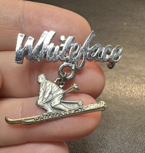 Vintage Whiteface  Mountain Skiing Ski Dangle Lapel Pin NEW YORK NY