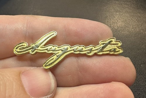 Gold Tone Augusta Cursive Lapel Pin Collectable Souvenir Georgia Maine
