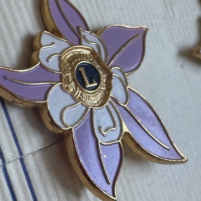 Vintage Lions Club Colorado Columbine Earrings Clip On New On Card NOS RARE