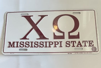 Vintage Mississippi State University Chi Omega - License Plate Tag New Old Stock