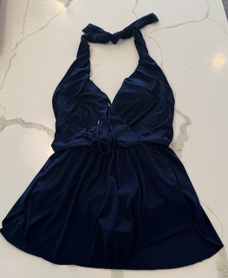 Magicsuit Ellie Sz 8 Swim Dress One-Piece Halter Slimming Swimsuit Navy NWOT