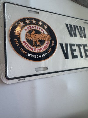New Old Stock World War 2 II Veteran Vet Ruptured Duck License Plate Sign