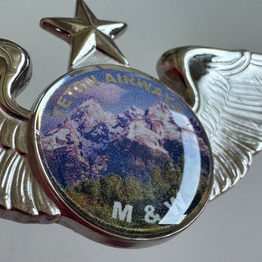 Vintage Teton Airways M&W Silver Tone Wings with Star Pin 
