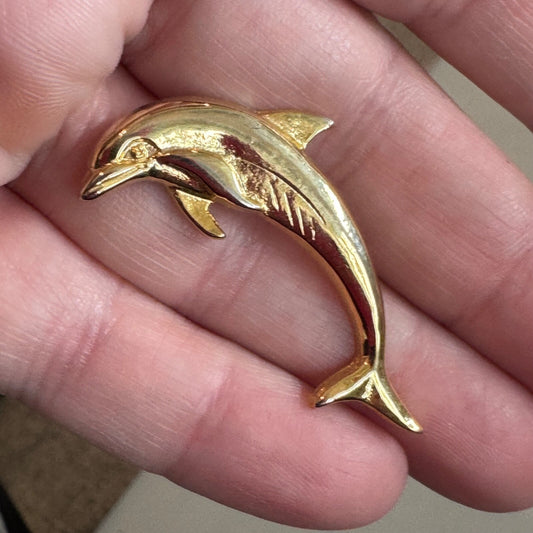 Vintage L. Razza Gold Tone Dolphi Lapel Pin Brooch