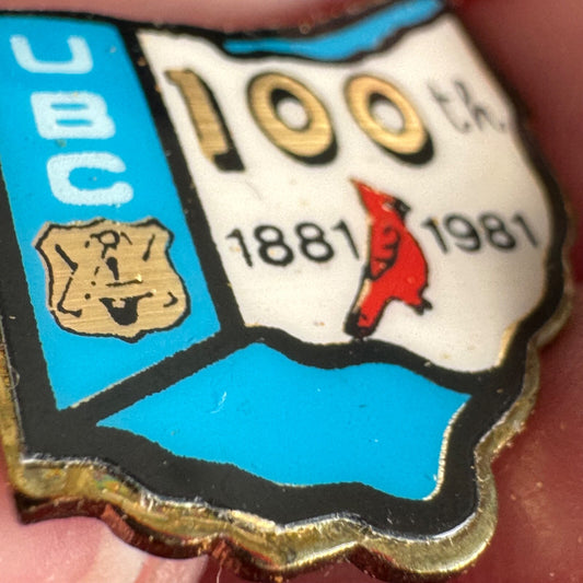 1981 Vtg United Brotherhood of Carpenters 100th Anniversary Ohio Cardinal Pin