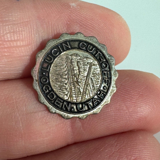 Vintage Lucin Cut-Off Ogden Utah Souvenir Lapel Pin Train Railroad Cutoff RARE