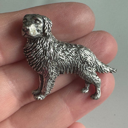 Vintage A.R. Browne Pewter Golden Retriever Dog Lapel Pin