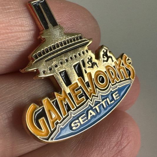 Vintage GameWorks Seattle Washington Lapel Pin Space Needle