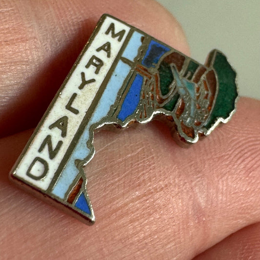 Maryland State Outline Enamel Pin Scenic Waterway Design 