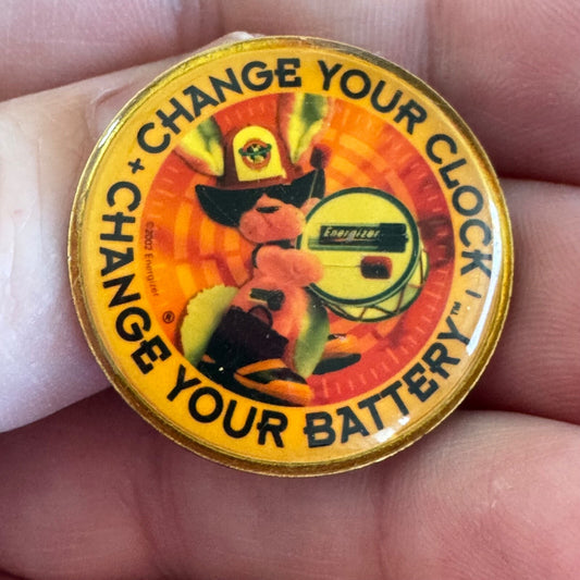 Vintage Change Your Clock Change Your Battery Energizer Bunny Fireman Pin 2002