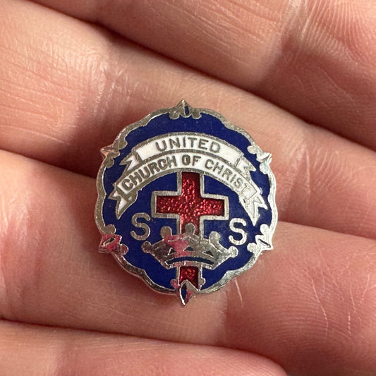 Vintage United Church of Christ Sunday School Cross and Crown Lapel Pin