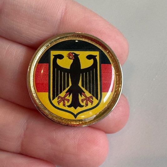 Germany Eagle Emblem Enamel Pin – Black, Red & Gold Shield