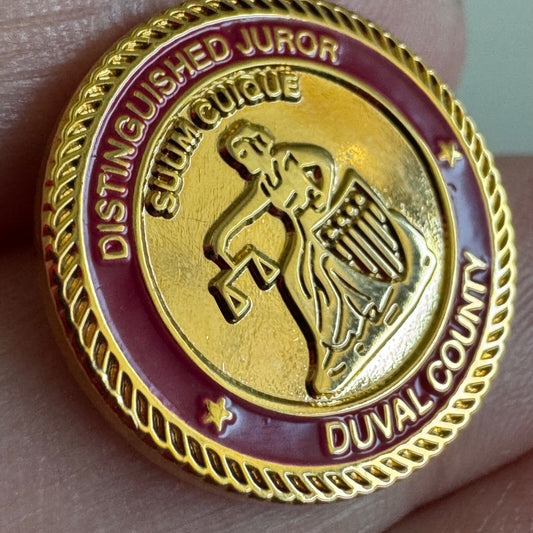 Vintage Duval County Florida Distinguished Juror Service Pin