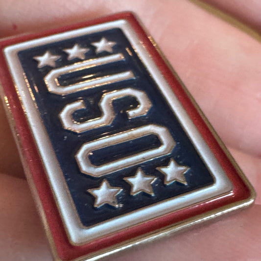 Enamel USO Lapel Pin Tie Tack Volunteer U.S.O.