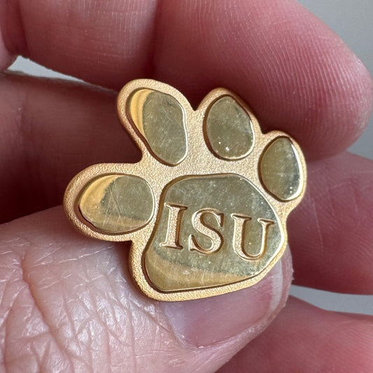 Idaho State University ISU Bengals Paw Print Gold Tone Lapel Pin Tie TAck