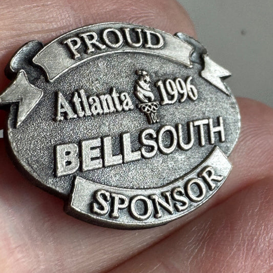 Vintage Pewter Atlanta 1996 BellSouth Sponsor Lapel Pin Olympics Logo Rings