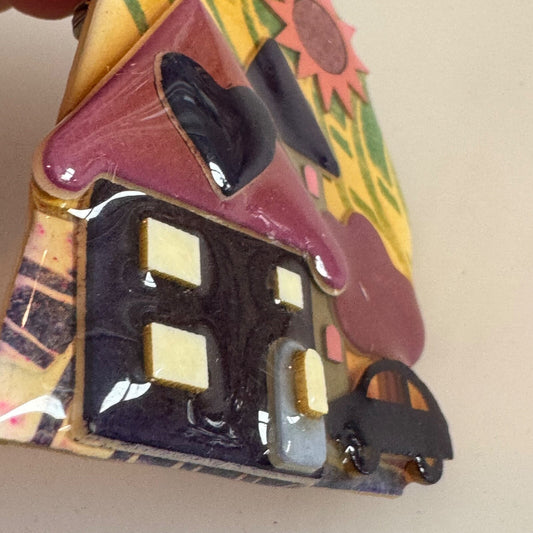 Vintage House Pins by Lucinda Heart Sun Car Brooch Pin