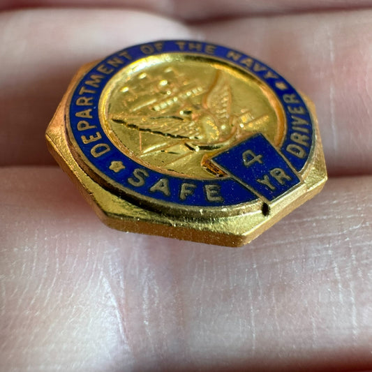Vintage Department of the Navy 4 Year Safe Driver Lapel Pin