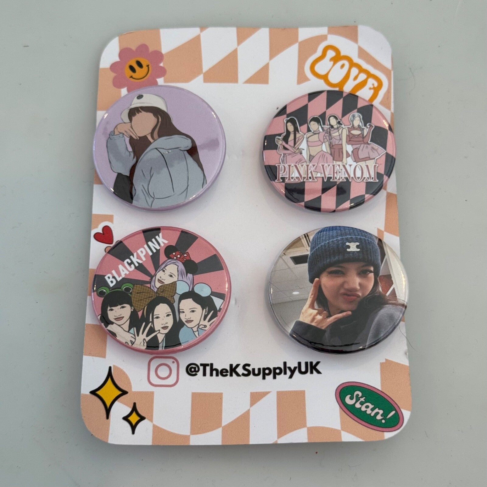 4 Pin Set Blackpink Lapel Pin Pink Venom Lot Button