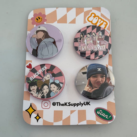 4 Pin Set Blackpink Lapel Pin Pink Venom Lot Button