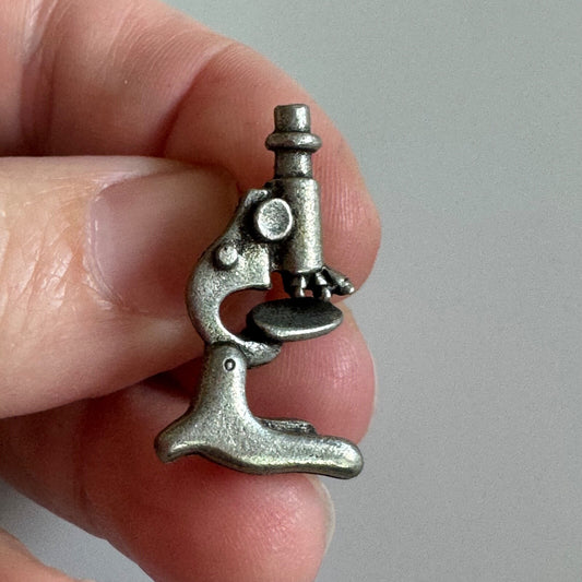 Vintage Clift Pewter Microscope Lapel Pin Tie Tack