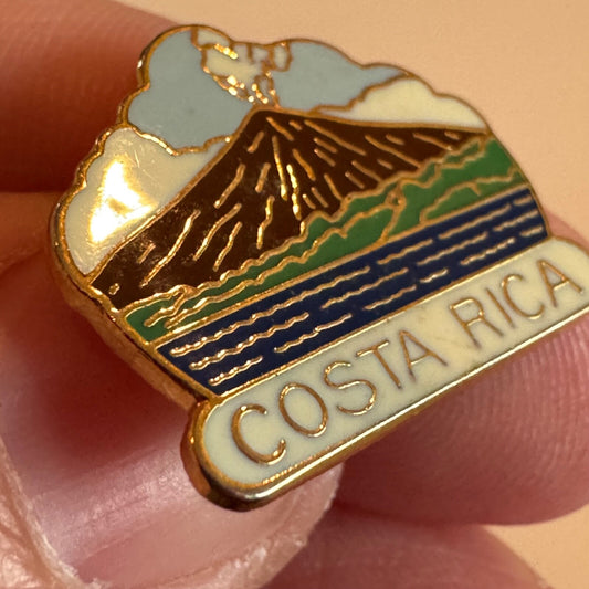Vintage Costa Rica Arenal Volcano Enamel Lapel Pin Tourist Souvenir
