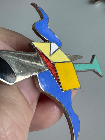 Vtg Acme Studios Alchi X Alchimia Modernist Enamel Pin Brooch Earrings Set
