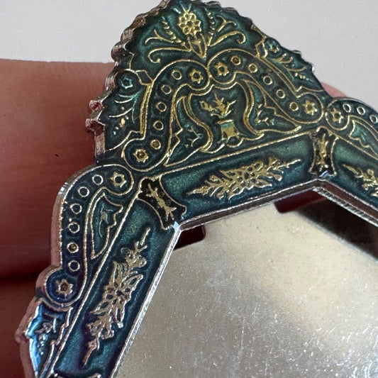 Vintage Pierre Bex Look Octagon Frame Brooch Pin Ornate Unsigned REO Elegant!