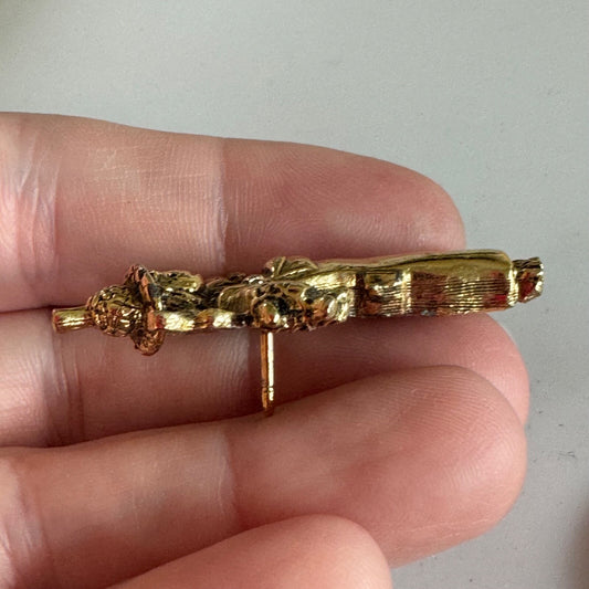 Vintage Gold Tone Scarecrow Pin Autumn Harvest Halloween Jewelry 