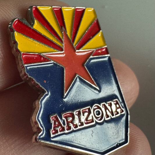 Arizona State Outline Flag Lapel Pin – Colorful Enamel Souvenir Badge