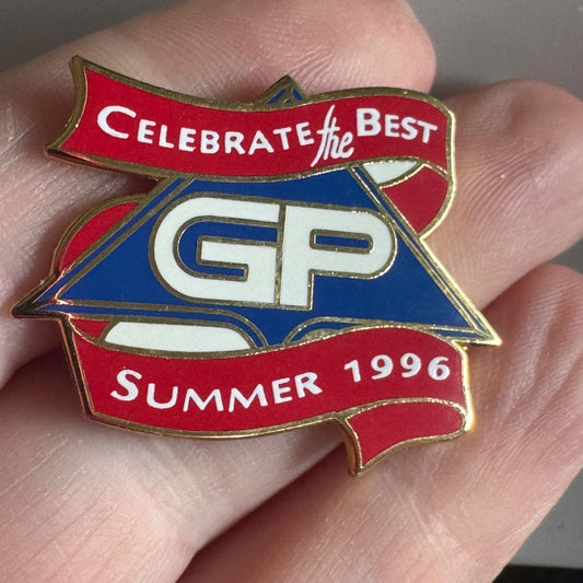 Georgia Pacific GP Celebrate the Best Summer 1996 Pin – Red Blue White Ribbon
