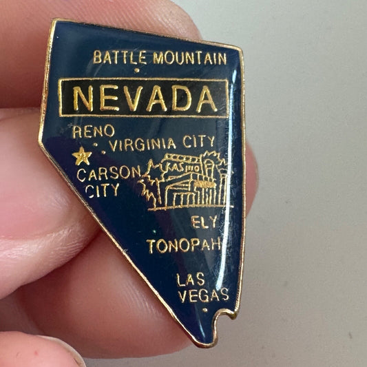 Nevada State Map Lapel Pin Battle Mountain Carson City Reno Las Vegas Ely