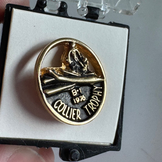 Vintage B-1 `1976 Collier Trophy Lapel Pin Tie Tack in Original Box