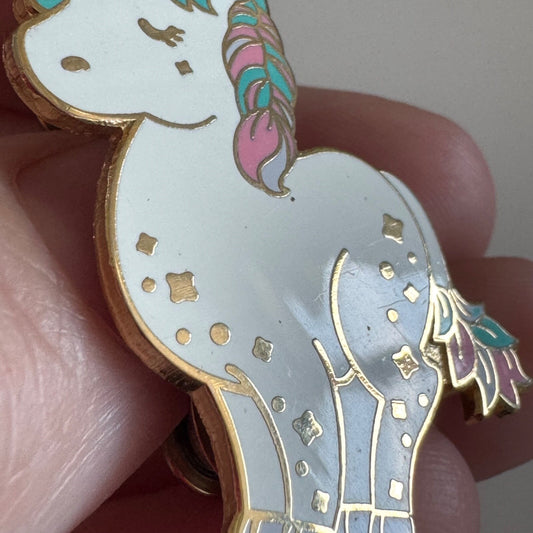 Alum & Ink Enamel Magical Unicorn Lapel Pin Stars
