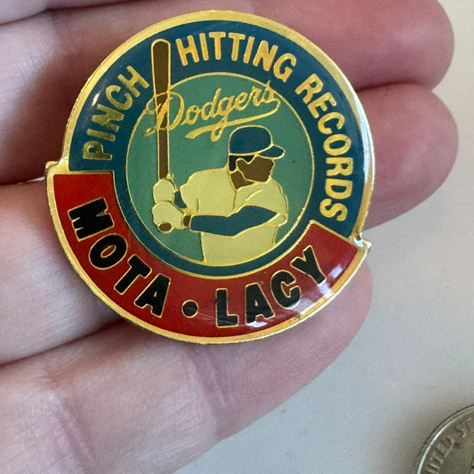 Vintage L.A. Dodgers Pinch Hitting Record Mota Lacy Lapel Pin