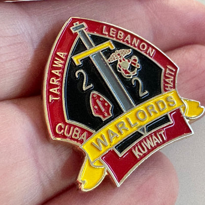 USMC 2nd Battalion 2nd Marines Pin Warlords Tarawa Lebanon Kuwait Haiti