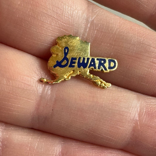 Vintage Seward Alaska Tiny Souvenir Tie Tack Gold Tone Lapel Pin