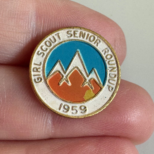 Vintage Girl Scout Senior Roundup 1959 Lapel Pin Scouts