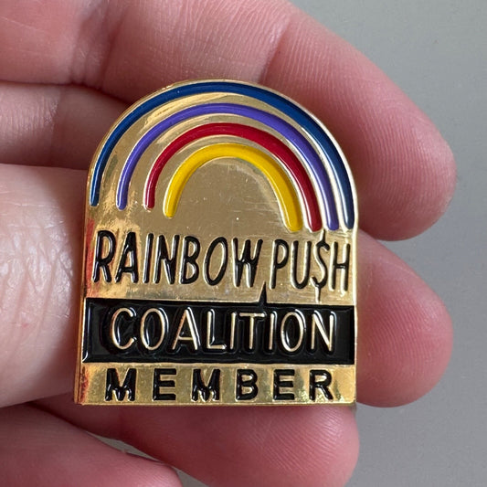 Vintage Rainbow Push Coalition Member Lapel Pin Enamel Gold Jesse Jackson