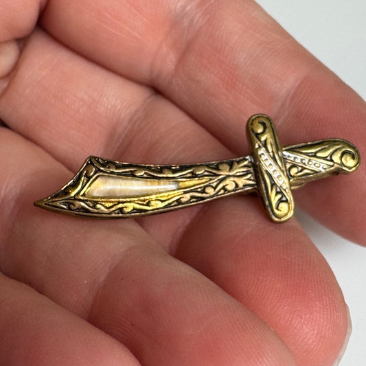 Vintage Damascene Sword Tie Clip
