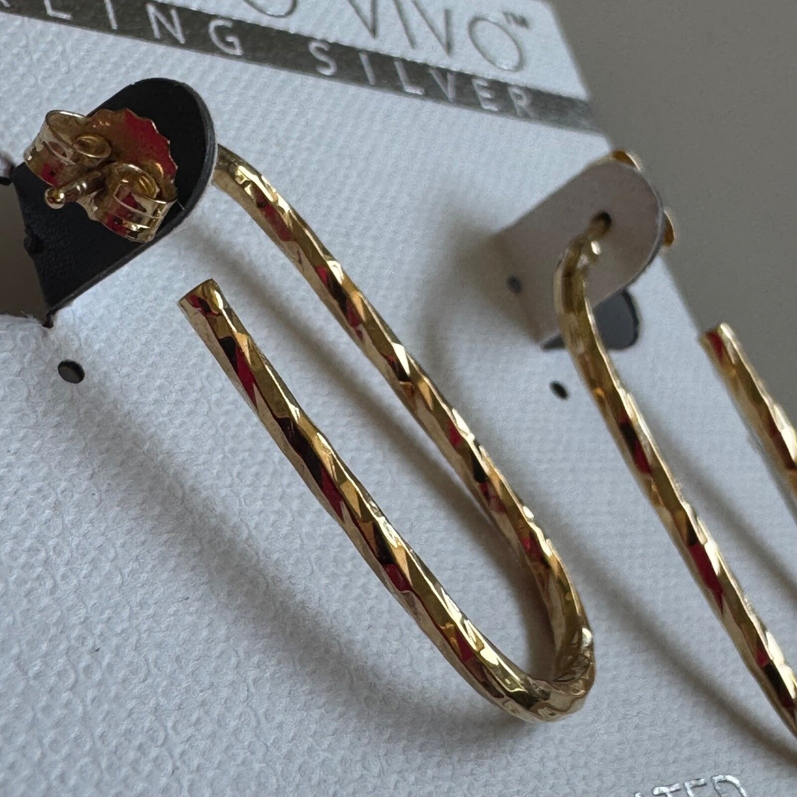Argento Vivo 18kt Gold Plated Earrings Twisted U Hoop Earrings New on Card