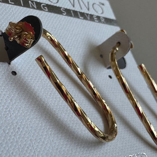 Argento Vivo 18kt Gold Plated Earrings Twisted U Hoop Earrings New on Card
