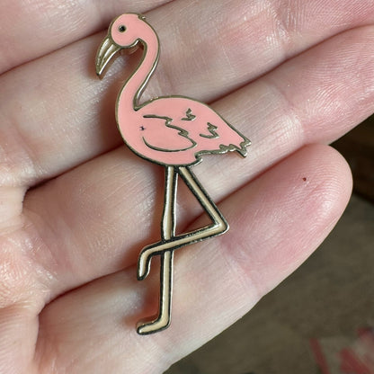 Fun Ann Taylor Loft Pink Flamingo Lapel Pin Brooch Signed