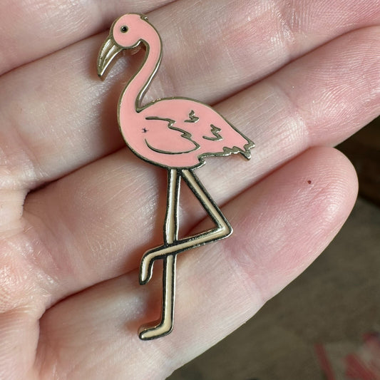 Fun Ann Taylor Loft Pink Flamingo Lapel Pin Brooch Signed