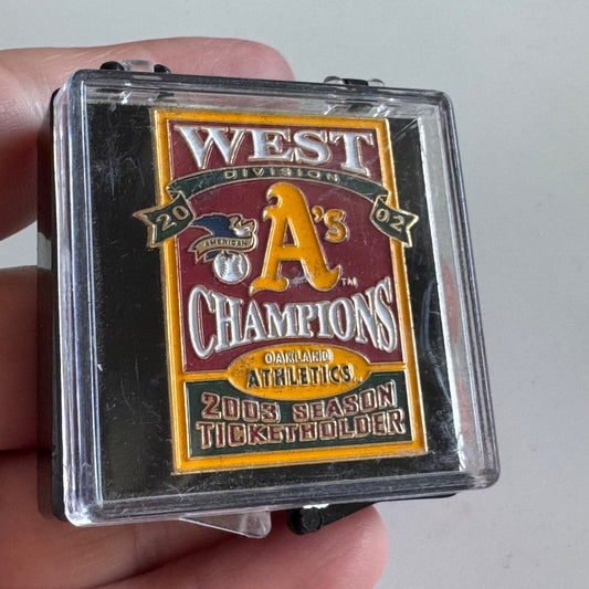 2003 Oakland Athletics Season Ticket Holder West Division Champs A's Lapel Pin 