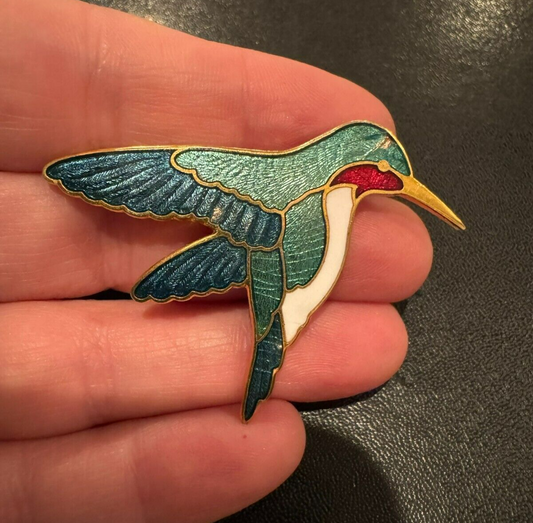Gorgeous Fish Enterprises Hummingbird Cloisonne Brooch Pin