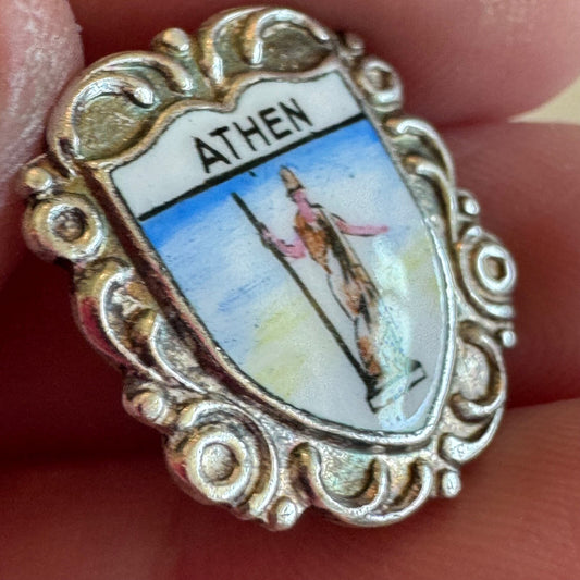 Vintage Athen Athens Greece Lapel Pin Souvenir Tourist Shield Crest