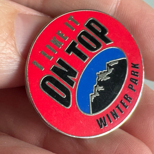 Winter Park “I Like It On Top” Collectible Ski Pin – Red Mountain Design