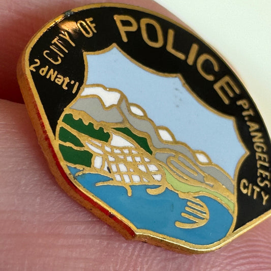 Vintage City of Pt. Angeles Police Lapel Pin 2nd National City Port Washington