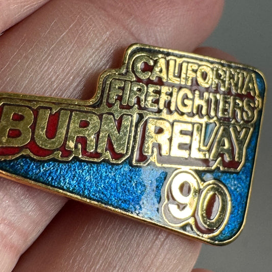 Vintage 1990 California Firefighters Burn Relay Lapel Pin 